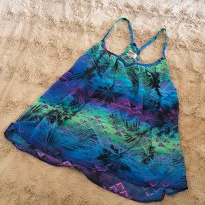 A blue, green, and purple tank,in great condition